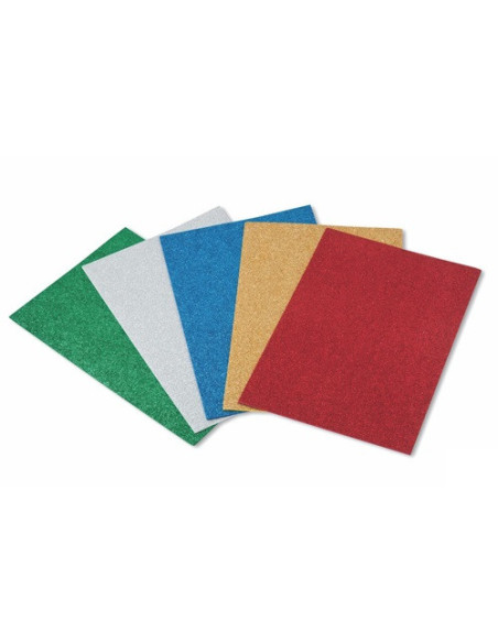 SET 5 LAMINAS EVA 40X60 CM. PURPURINA COLORES SURTIDOS FAIBO 1659-00