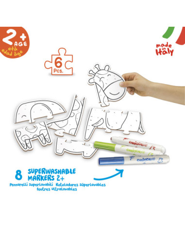 SET BABY COLORING PUZZLE ANIMALS CARIOCA 43079