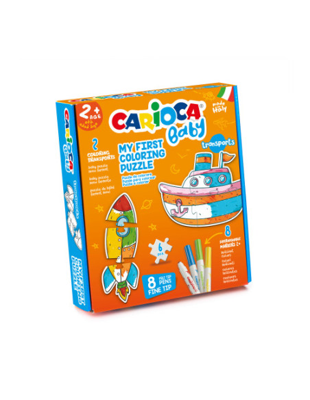 SET BABY COLORING PUZZLE TRANSPORTS CARIOCA 43080