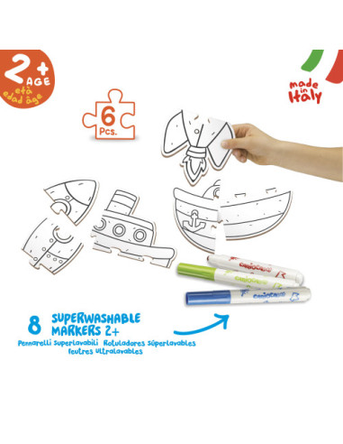 SET BABY COLORING PUZZLE TRANSPORTS CARIOCA 43080