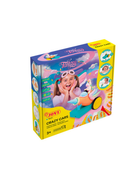 SET CRAZY CARS CON 8 PASTILLAS DE PLASTILINA COLORES SURTIDOS DE 50G