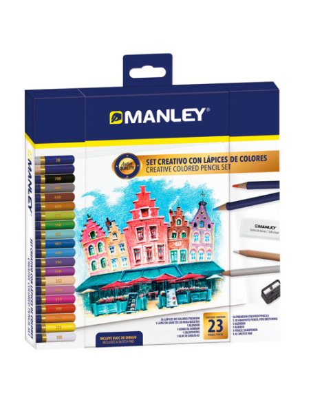SET CREATIVO LAPICES DE COLORES 23 UDS MANLEY MLA00023