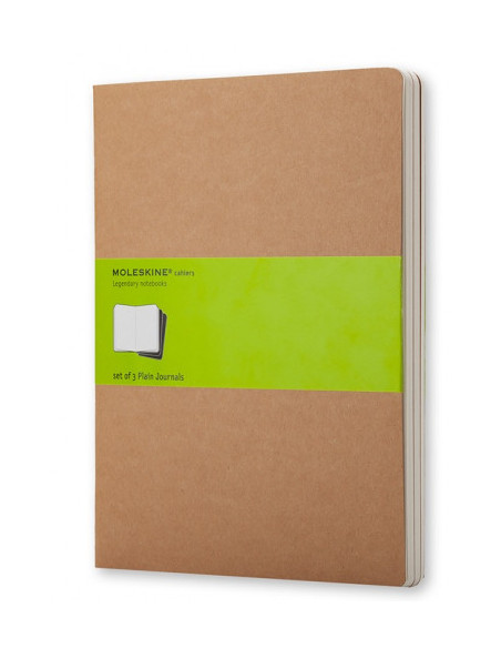 SET DE 3 LIBRETAS CAHIER MARRÓN KRAFT XL (19X25CM) LISAS MOLESKINE QP423