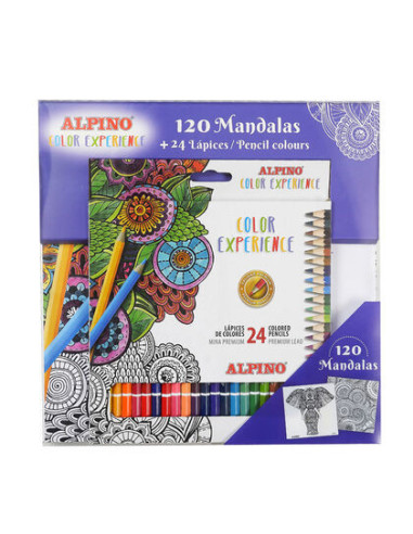 SET LIBRO 120 MANDALAS + 24 LÁPICES COLOR EXPERIENCE ALPINO AL000250