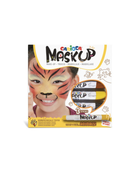 SET MAQUILLAJE MASK UP ANIMALS 3 PIEZAS FACE PAINT STICK CARIOCA 43048