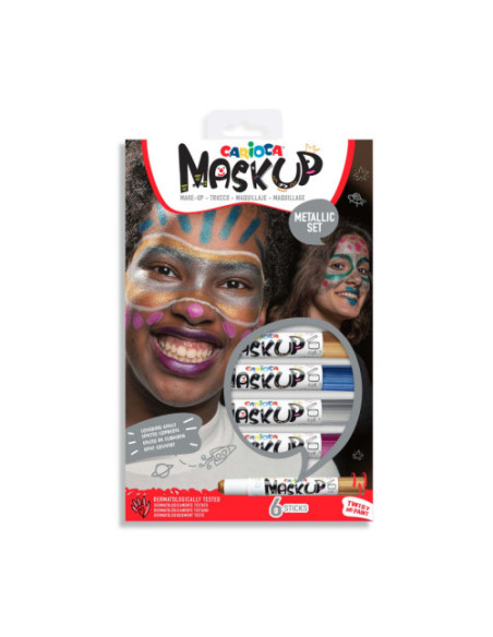 SET MAQUILLAJE MASK UP METALLIC 6 PIEZAS FACE PAINT STICK CARIOCA 43155