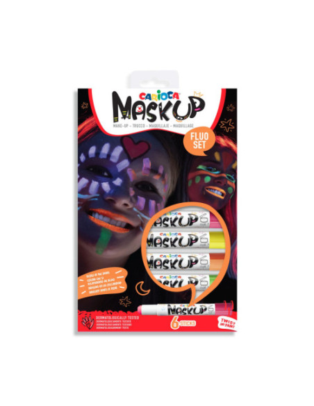 SET MAQUILLAJE MASK UP NEON 6 PIEZAS FACE PAINT STICK CARIOCA 43156