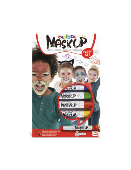 SET MAQUILLAJE MASK UP PARTY BOX 6 PIEZAS FACE PAINT STICK CARIOCA 43052