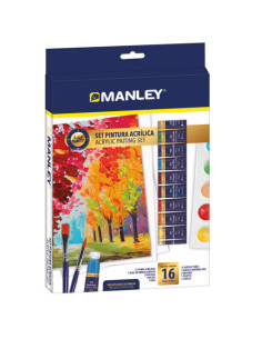 SET PINTURA ACRILICA 16 PZAS MANLEY MDV00100