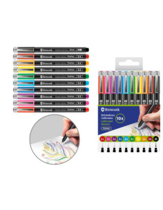 SET ROTULADORES CALIBRADOS 0.4MM + PINCEL 10 COLORES BISMARK 332337