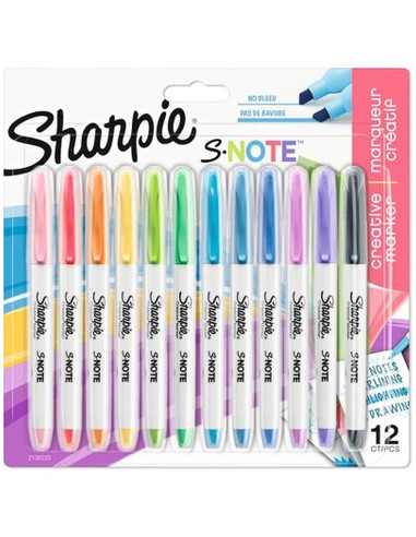 SNOTE MARCADORES BLÍSTER 12 UNIDADES COLORES SURTIDOS SHARPIE 2138233
