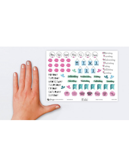 SOBRE CON 2 HOJAS 76X120MM Y 132 PEGATINAS DIAS DE LA SEMANA AVERY 54542