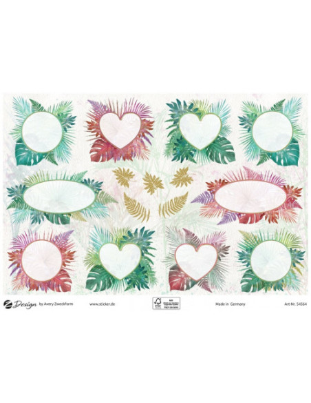 SOBRE CON 2 HOJAS 76X120MM Y 30 PEGATINAS FONDO JARDIN AVERY 54564