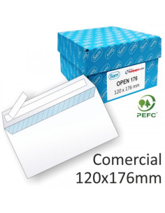 CAJA 500 SOBRES COMERCIAL OPENSAM (120X176) AUTOADHESIVO CON TIRA DE SILICONA OFFSET BLANCO 90 GRS. SAM 247510