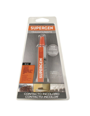 ADHESIVO DE CONTACTO INCOLORO EN TUBO TIPO CLASICO 20ML. SUPERGEN 62601-00000-03