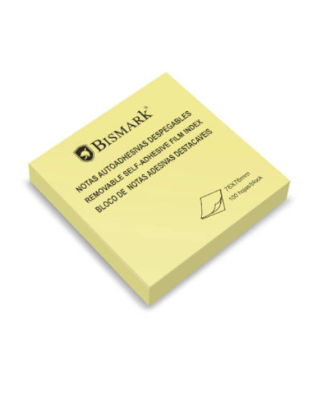 TACO NOTAS ADHESIVAS AMARILLAS 76X76 MM. 100 HOJAS BISMARK 921007