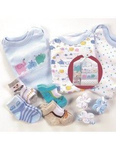 CONJUNTO BEBÉ 0-3 MESES 3 PIEZAS BLANCO AZUL