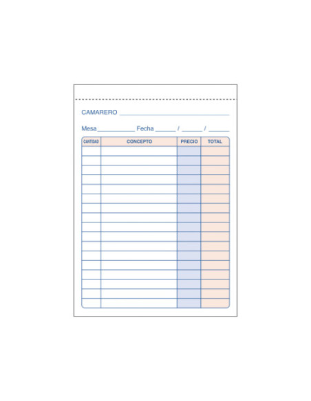 TALONARIO 50 JUEGOS CAMAREROS 8º NATURAL DUPLICADO DOHE 50088D