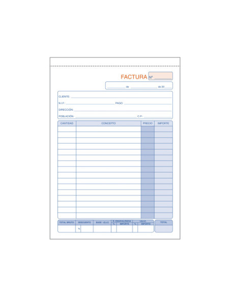 TALONARIO 50 JUEGOS FACTURAS 4º NATURAL DUPLICADO CON IGIC DOHE 50063DI