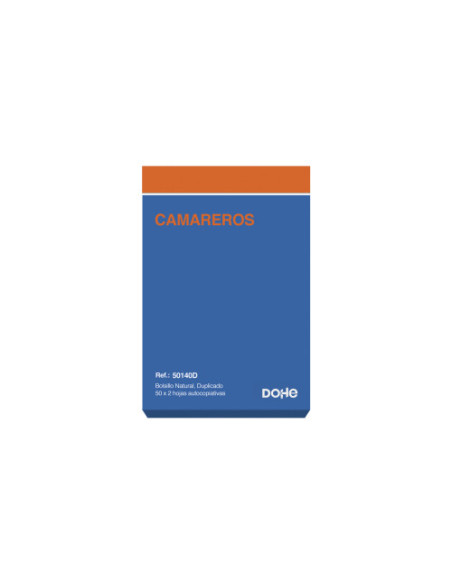 TALONARIO 50 JUEGOS HOJAS CAMAREROS BOLSILLO NATURAL DUPLICADO DOHE 50140D