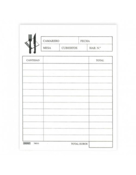 TALONARIO CAMARERO 1/8 CATALAN DUPLICADO (76016C) INGRAF 350351