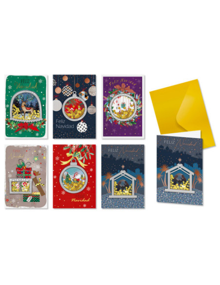 TARJETA FELICITACION NAVIDAD CONFETTI C/ SOBRE BISMARK 332860