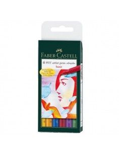 Faber-Castell PITT - Rotuladores artísticos, multicolor pack de 6