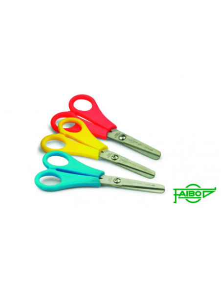 TIJERA ESCOLAR EMPUÑADURA PLASTICO CON HOJA EN ACERO INOXIDABLE Y PUNTA ROMA 13 CM. FAIBO TE13