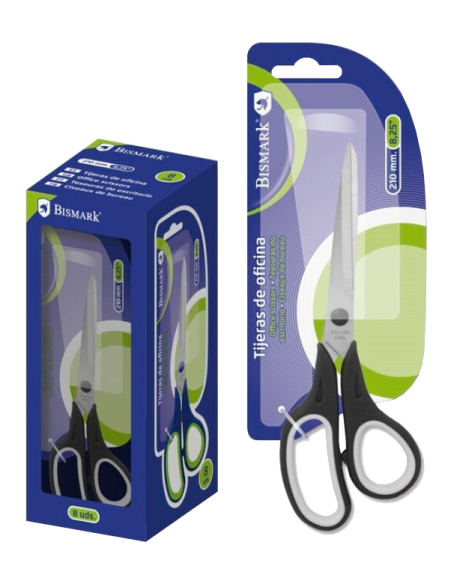 TIJERAS DE OFICINA EN ACERO INOXIDABLE 210 MM. EN BLISTER BISMARK 323824