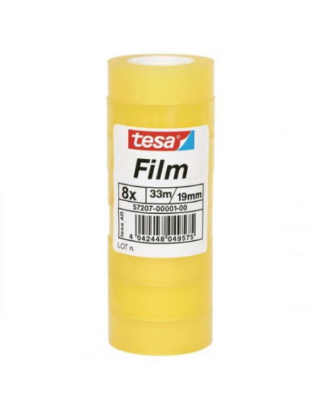 TORRE 8 ROLLOS CINTA ADHESIVA STANDARD 19MM.X33M. TRANSPARENTE TESA 57207-00001-01