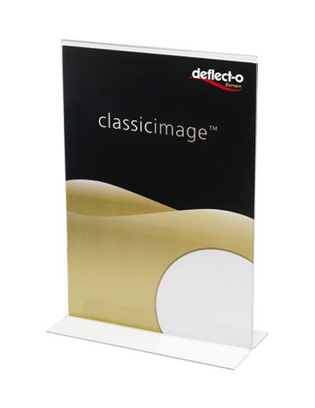 EXPOSITOR DE SOBREMESA EN FORMA T A 2 CARAS POLIESTIRENO A5 VERTICAL DEFLECTO 47901