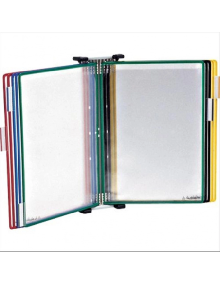 EXPOSITOR DE PARED PARA CATÁLOGOS CON 10 FUNDAS A4 COLOR SURTIDO TARIFOLD 414109