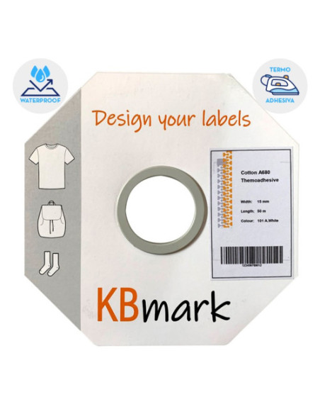 CINTA TEXTIL ALGODÓN TERMOADHESIVO 15MM X 50M E-MARK A680AB COLOP 501161