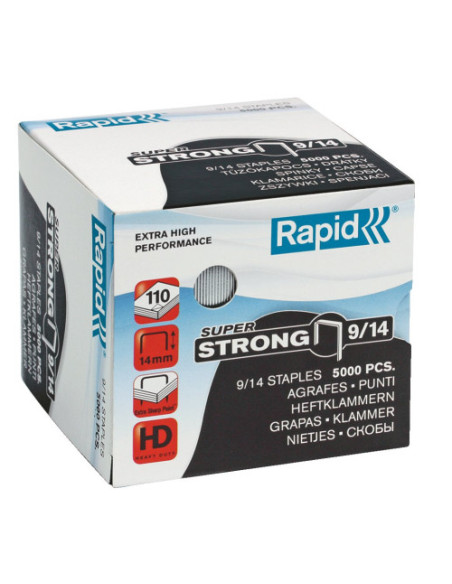 CAJA 5000 GRAPAS SUPERSTRONG  9/14MM GALVANIZADAS RAPID 24871500