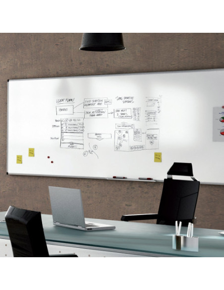 PIZARRA LACADA BLANCA MAGNÉTICA MARCO DE ALUMINIO 200X120CM ROCADA 6411