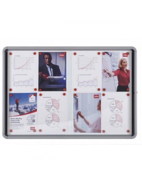 VITRINA NOBO PUERTA CORREDERA INTERIOR FONDO METAL 8 X A4 HOJAS NOBO 1902569