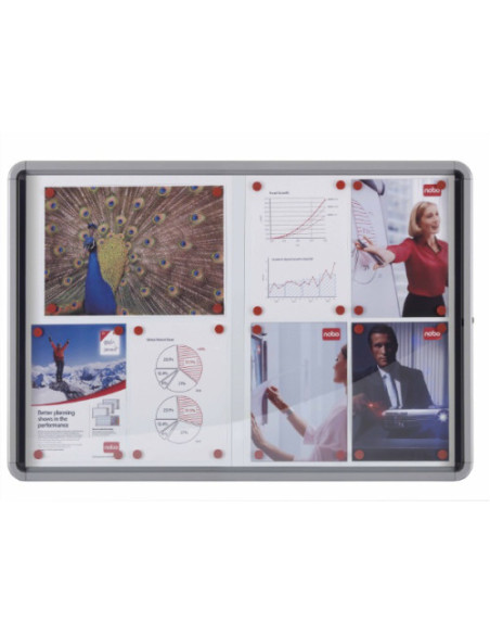 VITRINA NOBO PUERTA CORREDERA INTERIOR FONDO METAL 8 X A4 HOJAS NOBO 1902569