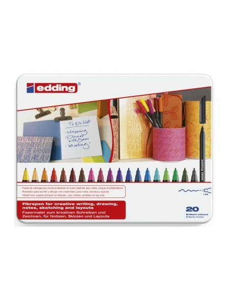 ESTUCHE 20 ROTULADORES PUNTA FINA 1200 SURTIDOS 0.5-1MM EDDING 1200-20-S