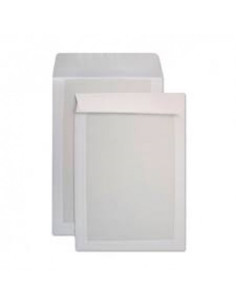 CAJA 100 BOLSAS DIN C4 (229X324) RESPALDO DE CARTÓN 450 G. OFFSET BLANCO 100 GRS. CARTOSAM RESPALDO CARTÓN AUTOADHESIVO TIRA SIL