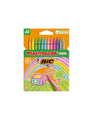 ESTUCHE 12 CERAS DE COLORES PASTEL PLASTIDECOR PASTEL BIC 9339613