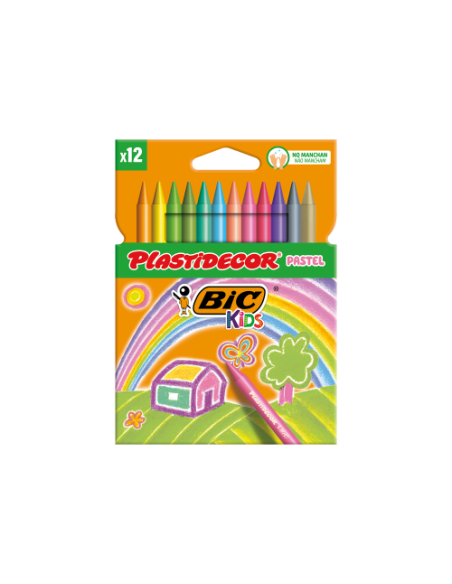 ESTUCHE 12 CERAS DE COLORES PASTEL PLASTIDECOR PASTEL BIC 9339613