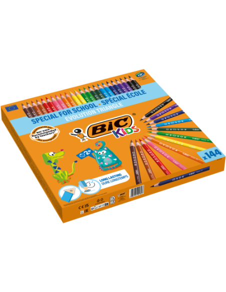 CAJA 144 LAPICES DE COLORES SURTIDOS CLASSPACKS EVOLUTION TRIANGLE BIC 8878311