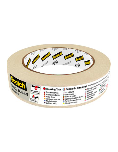 ROLLO CINTA ADHESIVA DE ENMASCARAR PINTOR BASIC 24MM X 50M SCOTCH 7100333168