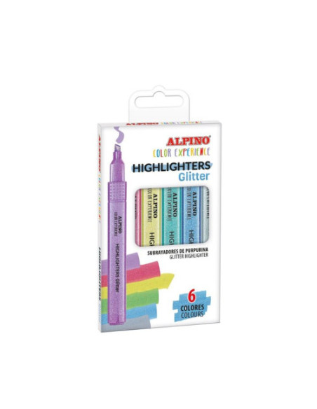 ESTUCHE 6 SUBRAYADORES GLITTER COLOR EXPERIENCE ALPINO SU000006