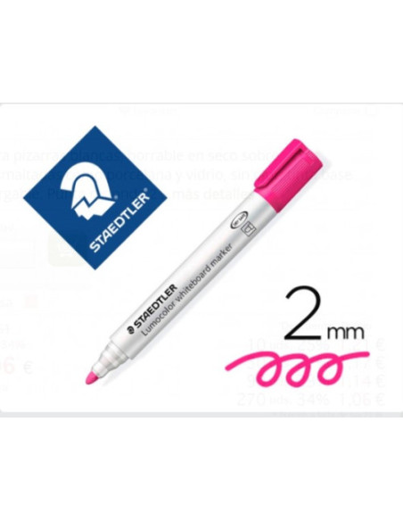 MARCADOR PIZARRA LUMOCOLOR MARKER 351 TRAZO 2MM. ROSA STAEDTLER 351-20