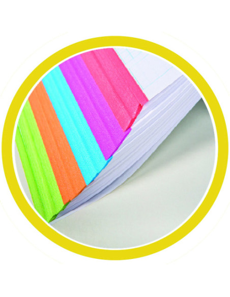 CUADERNO FIRST CLASS A4 TAPA NEGRA FORRADA MICROPERFORADO 120H 100GR 4 TALADROS 5X5 BANDA 5 COLORES PACSA 16029