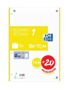 RECAMBIO COLOR 1 A4  100+20 HOJAS 5X5 LIMA 90GRS OXFORD 400158160