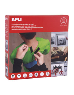 DISPENSADOR 25M CINTA ADHESIVA TIPO VELCRO COLOR NEGRO 20 MM APLI 17018