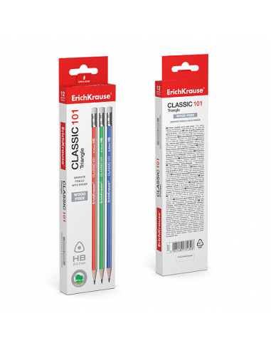 LÁPIZ DE GRAFITO TRIANGULAR CON GOMA CLASSIC...