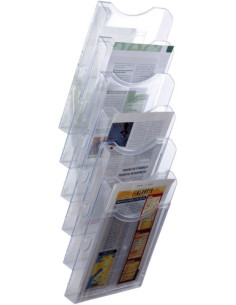 EXPOSITOR MURAL ARCHIPLAY 6 COMPARTIMENTOS A4 VERTICAL 190x235x685MM TRANSPARENTE ARCHIVO2000 6126 CS TP
